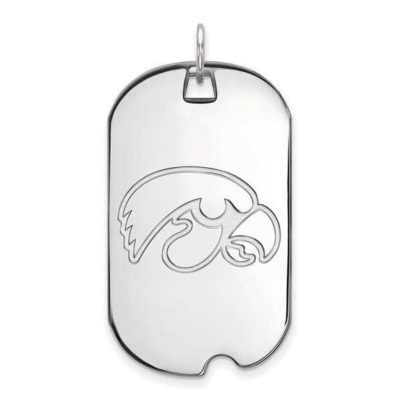 10k White Gold U. of Iowa Large Dog Tag Pendant
